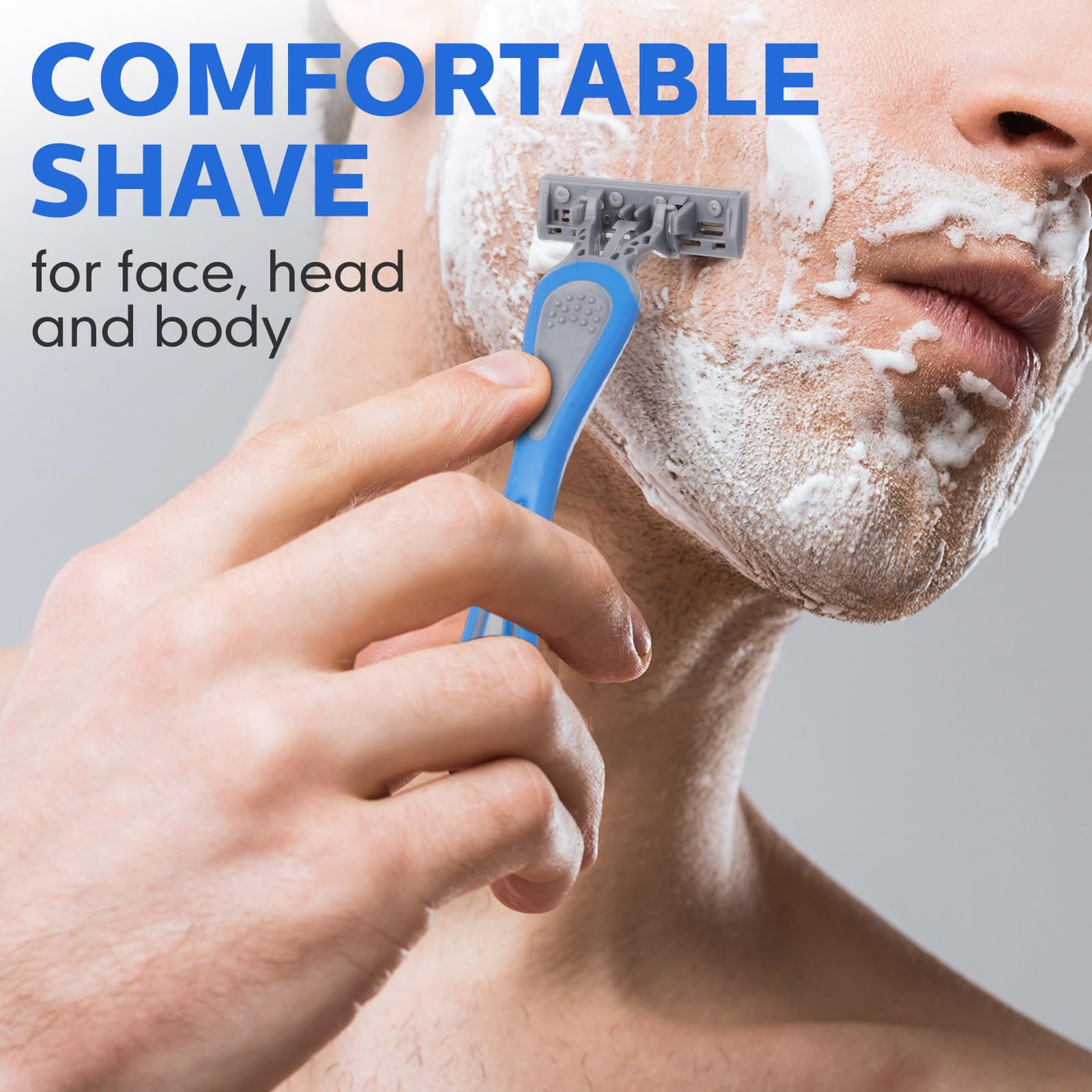 60 Pcs Disposable Razors for Men - 3 Blade Bulk Razors for Sensitive Skin, Long Lasting Sharp Blades - Perfect for Travel, Hotel & Spa Use - Smooth Shaving for Face & Body