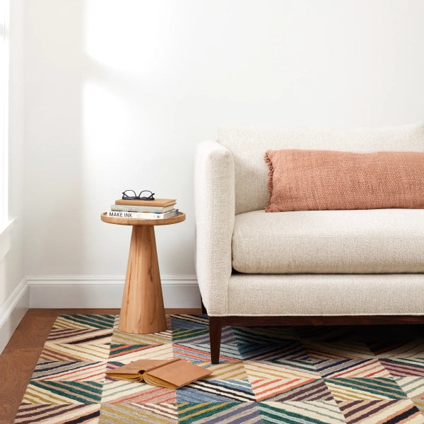 Dash & Albert Potter Multi Hand Micro Hooked Wool Rug - Soft & Durable Handmade Area Rug for Living Room, Bedroom, or Nursery