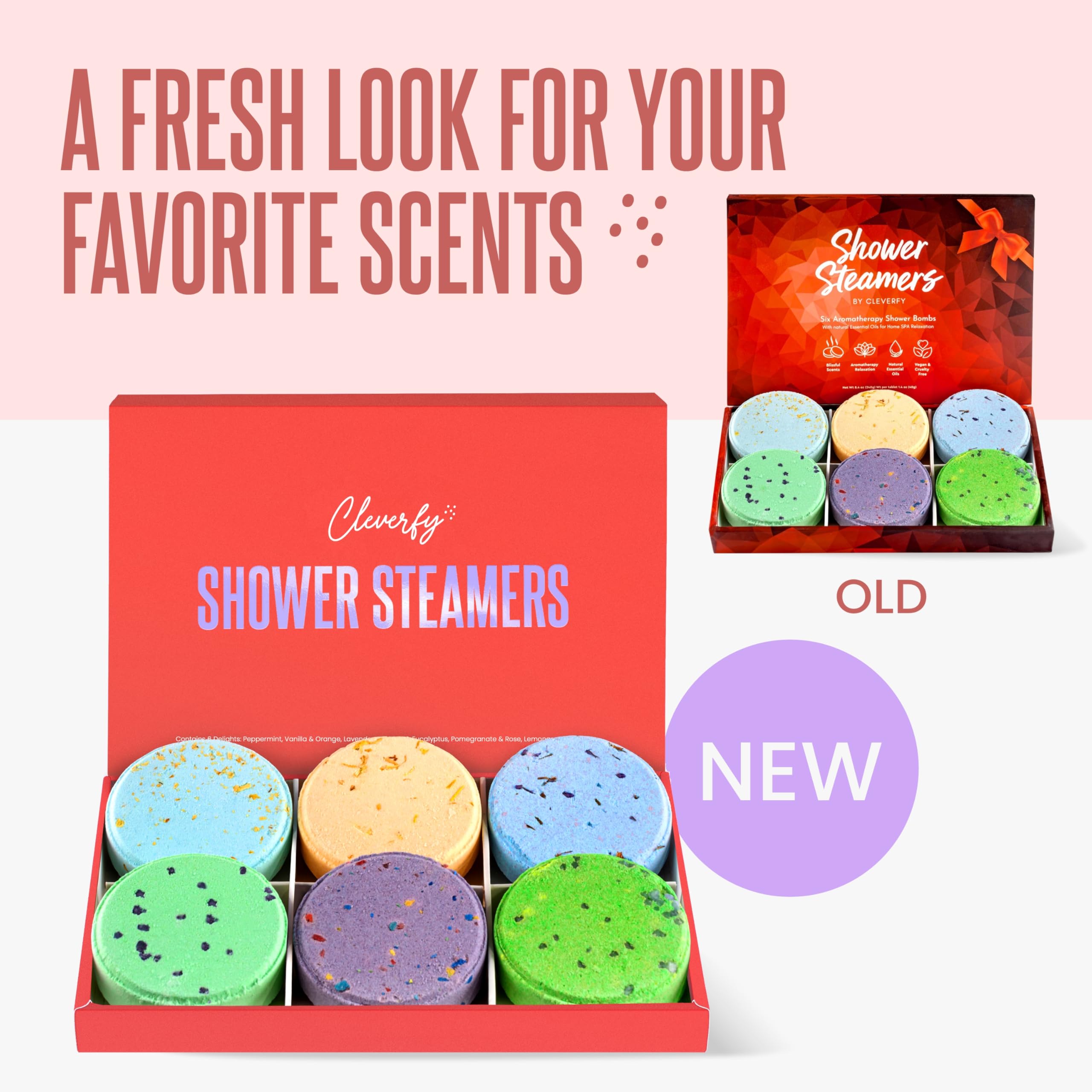 Cleverfy Aromatherapy Shower Steamers - 6 Pack Relaxing Shower Bombs with Essential Oils for Stress Relief & Spa Experience | Perfect for Self-Care, Gift Giving & Bathroom Relaxation