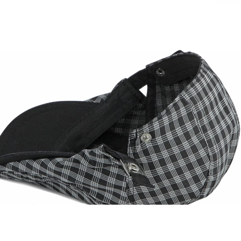 Stylish Unisex Plaid Cotton Flat Cap - Adjustable Summer & Spring Sun Hat for Men & Women (55-60cm) - Perfect for Outdoor Activities, Travel, and Casual Wear