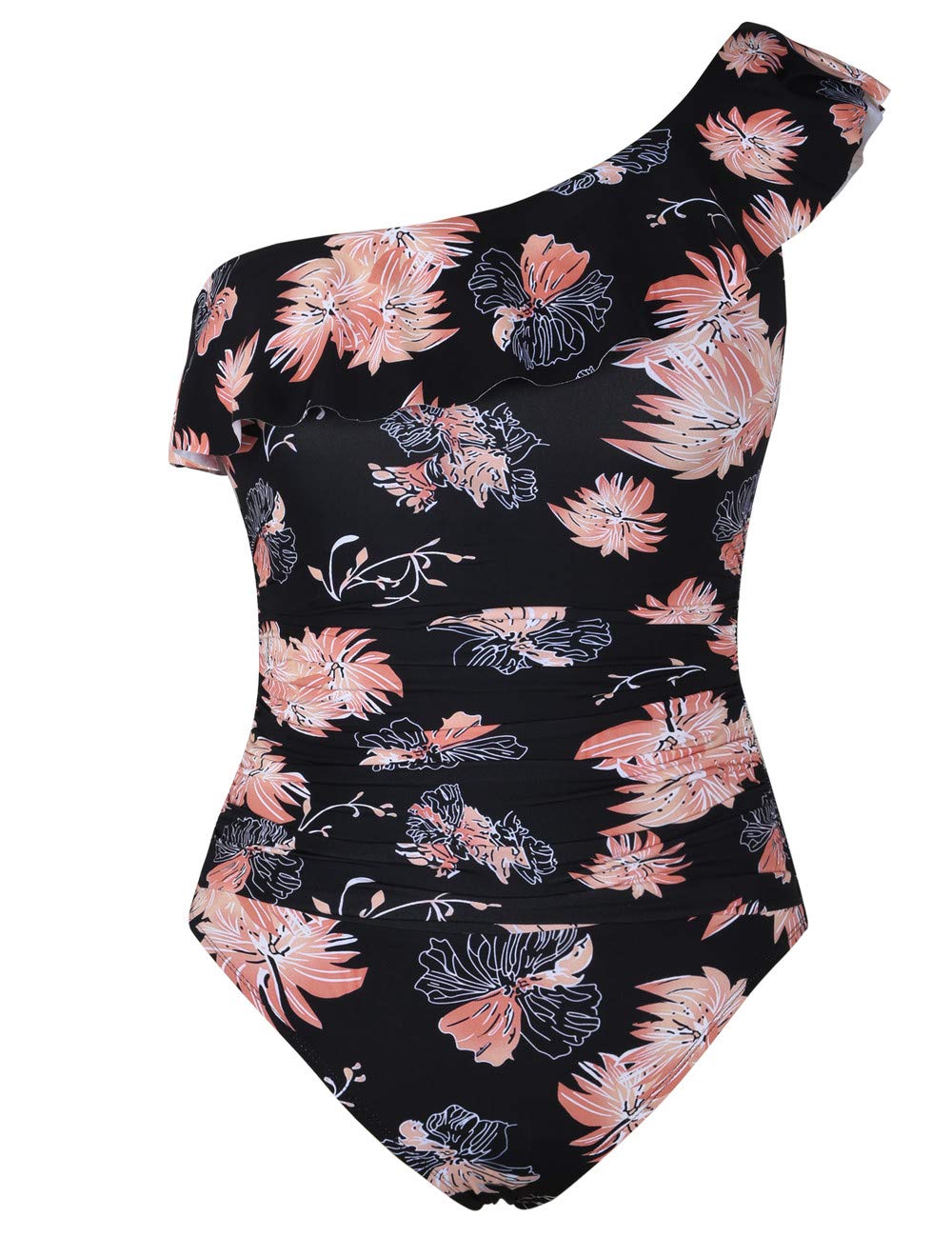 Hilor Women's One Shoulder Asymmetric Ruffle Monokini Swimwear - Sexy One Piece Bathing Suit for Beach, Pool & Vacation