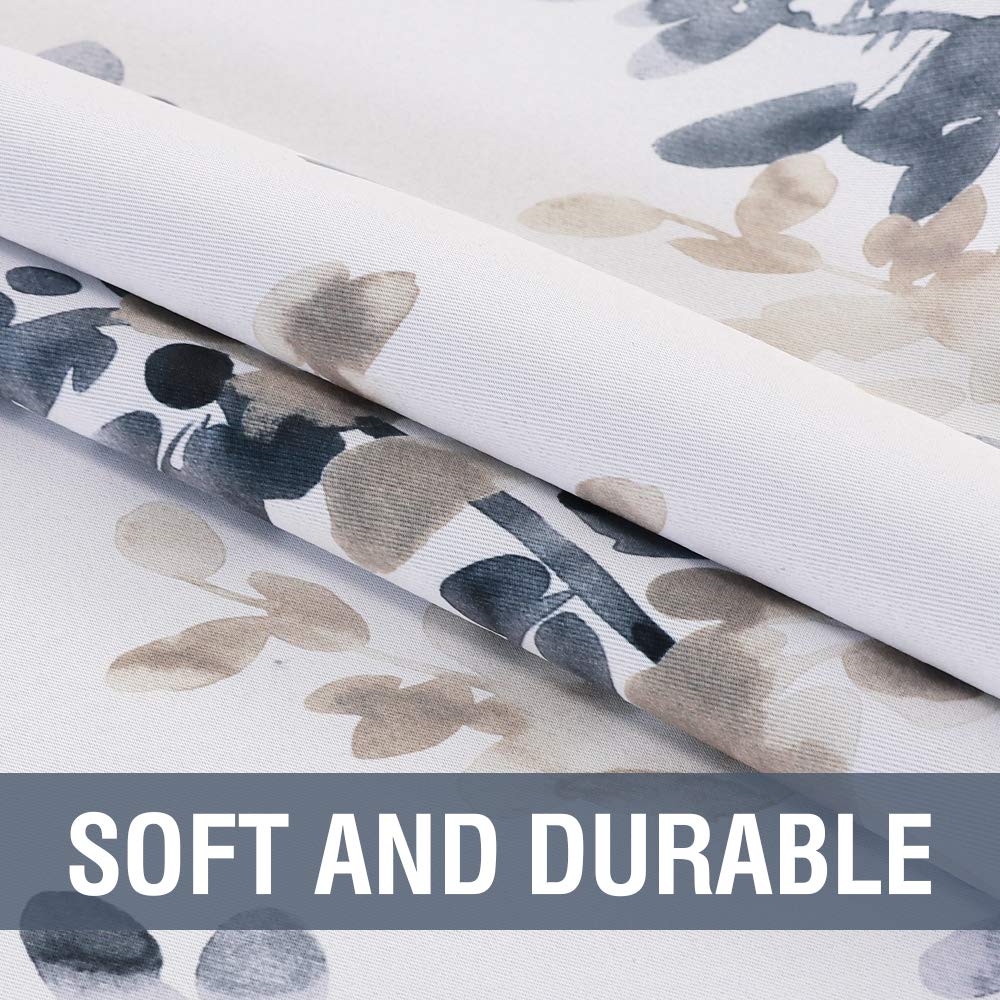 H.VERSAILTEX 95 Inch Floral Curtains - Blackout Room Darkening Window Panels for Bedroom, Rod Pocket Design, Classical Bluestone & Taupe Floral Print, Set of 2 Panels - Perfect for Living Room, Nursery, or Home Decor