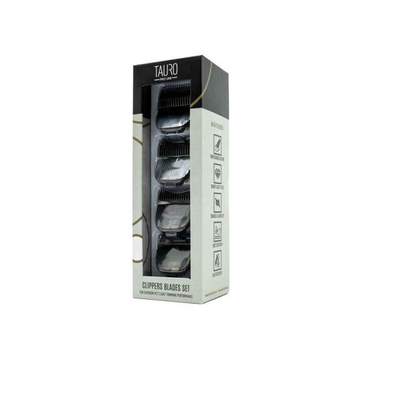 Tauro Pro Line 909 Stainless Steel Detachable Clipper Blades Set - 4 Precise Cutting Lengths for Professional Hair Cutting - Perfect for Barbers, Groomers & Pet Stylists
