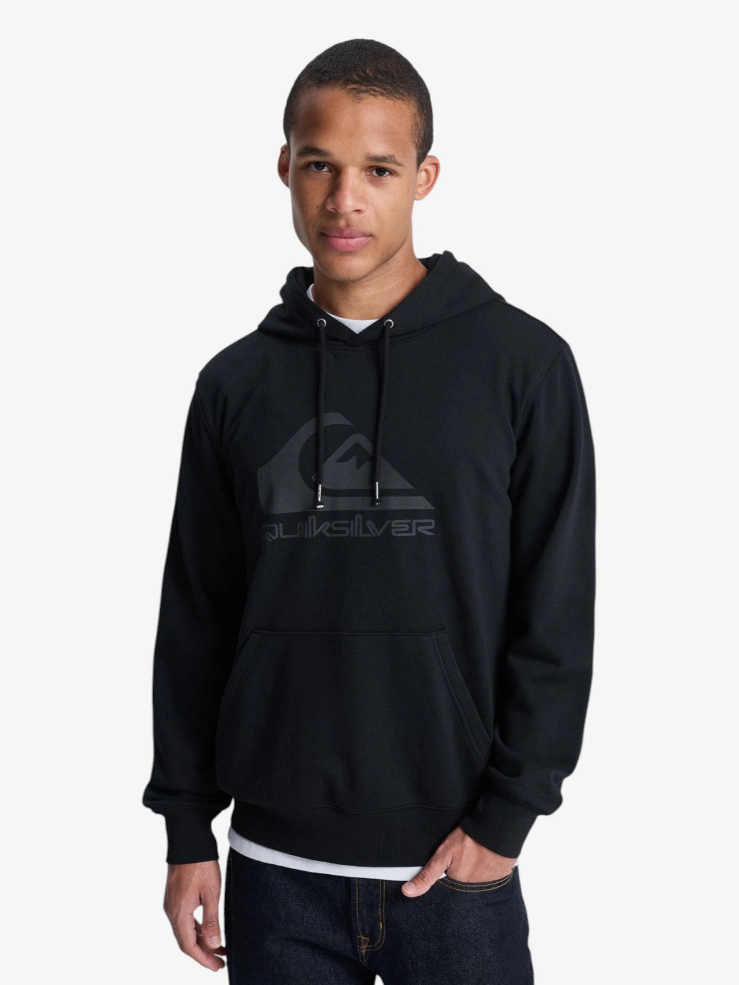 Quiksilver Cang Logo Hoodie - Men's Black Pullover Sweatshirt for Casual Wear & Outdoor Activities