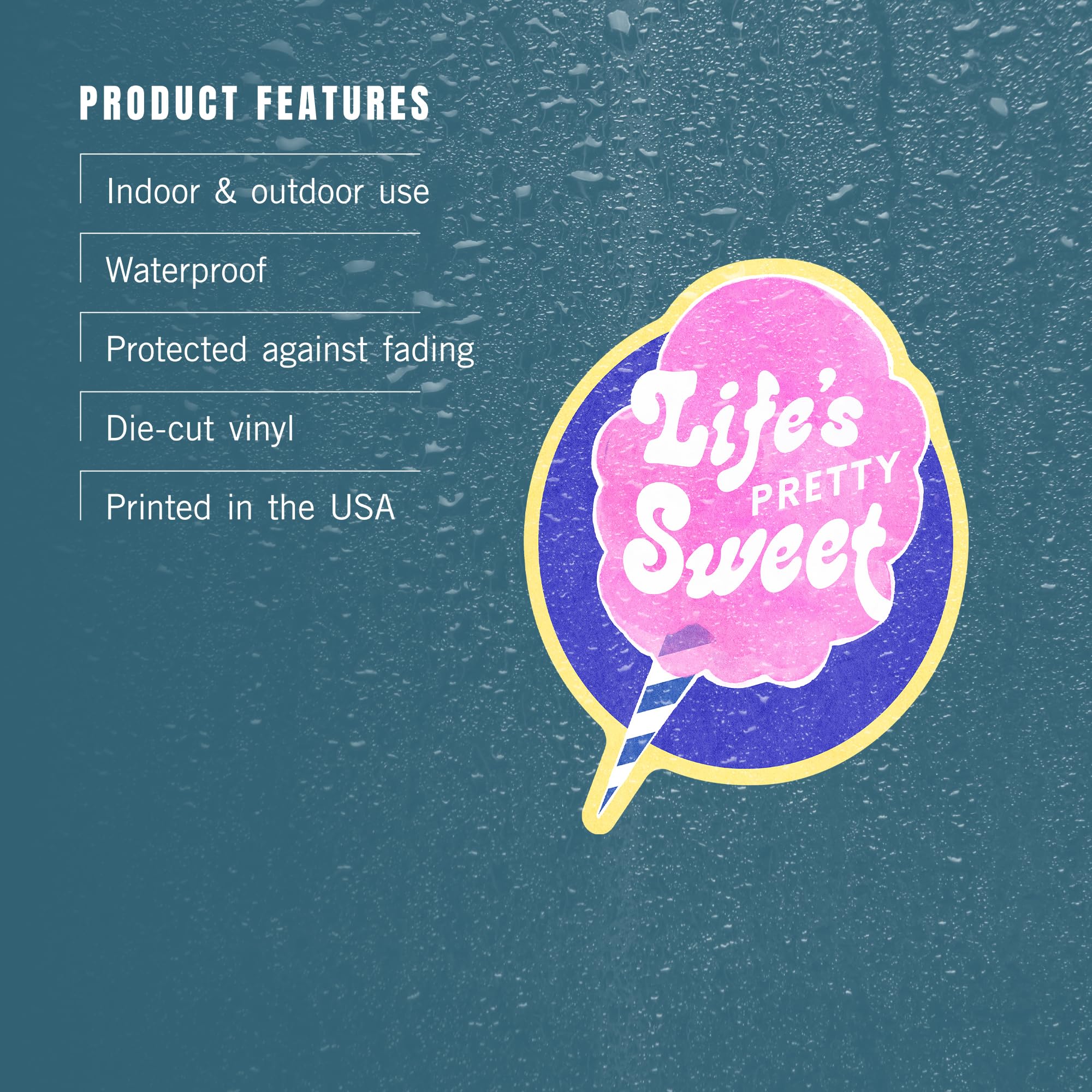 Waterproof Die Cut Vinyl Stickers - Tasty Treats Collection (Cotton Candy, Life's Pretty Sweet) 1-3 Inch Decals for Cars, Water Bottles, Laptops & Coolers | Perfect for DIY Crafts, Scrapbooking & Personalizing Gifts
