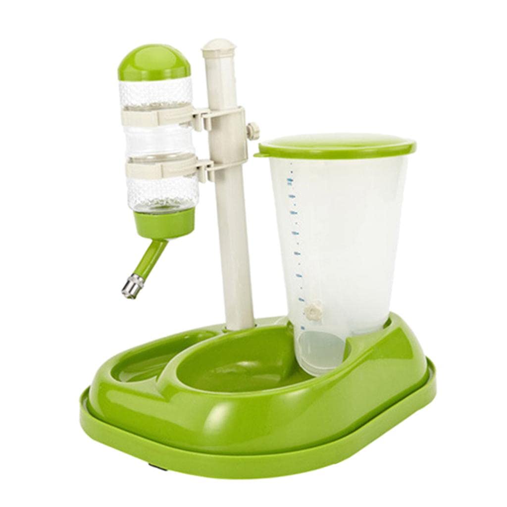 UJEAVETTE Automatic Pet Water Drinker & Feeder Bowl for Cats and Dogs, Green - Ideal for Home, Office, and Travel Use
