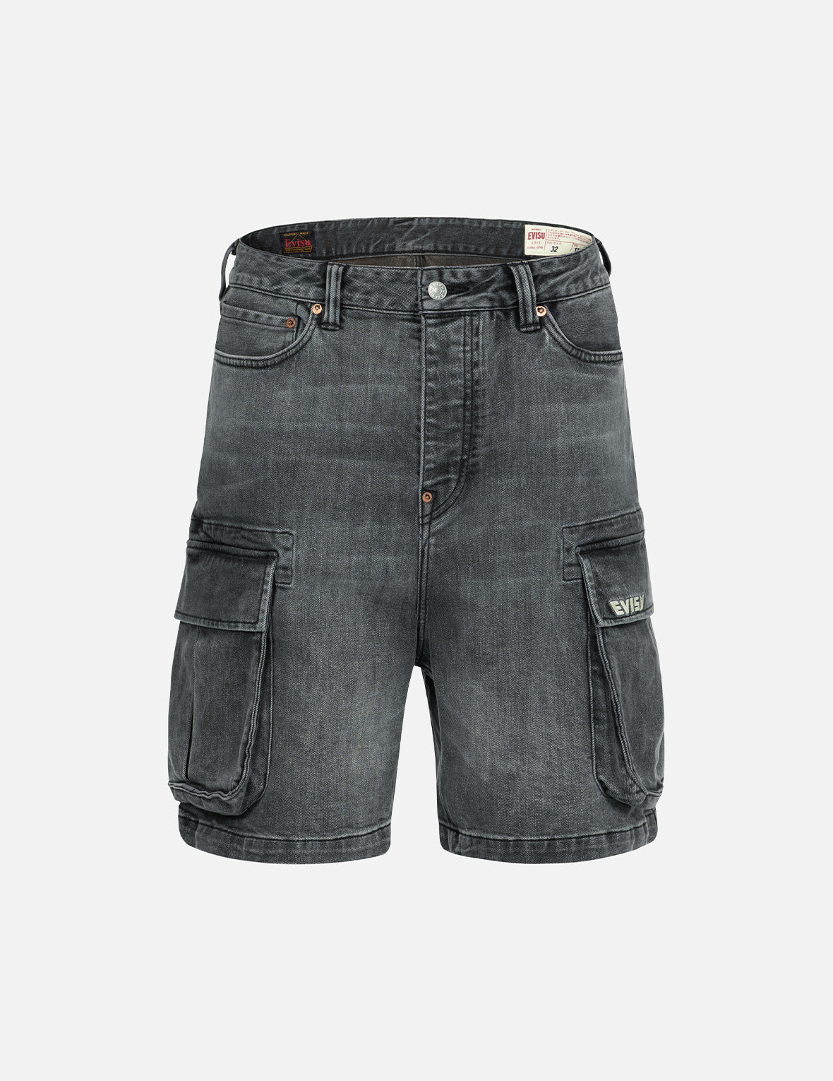 Seafull & Logo Flag Print Fashion Fit Denim Cargo Shorts for Men - Trendy Casual Summer Shorts for Outdoor Activities, Travel, and Streetwear