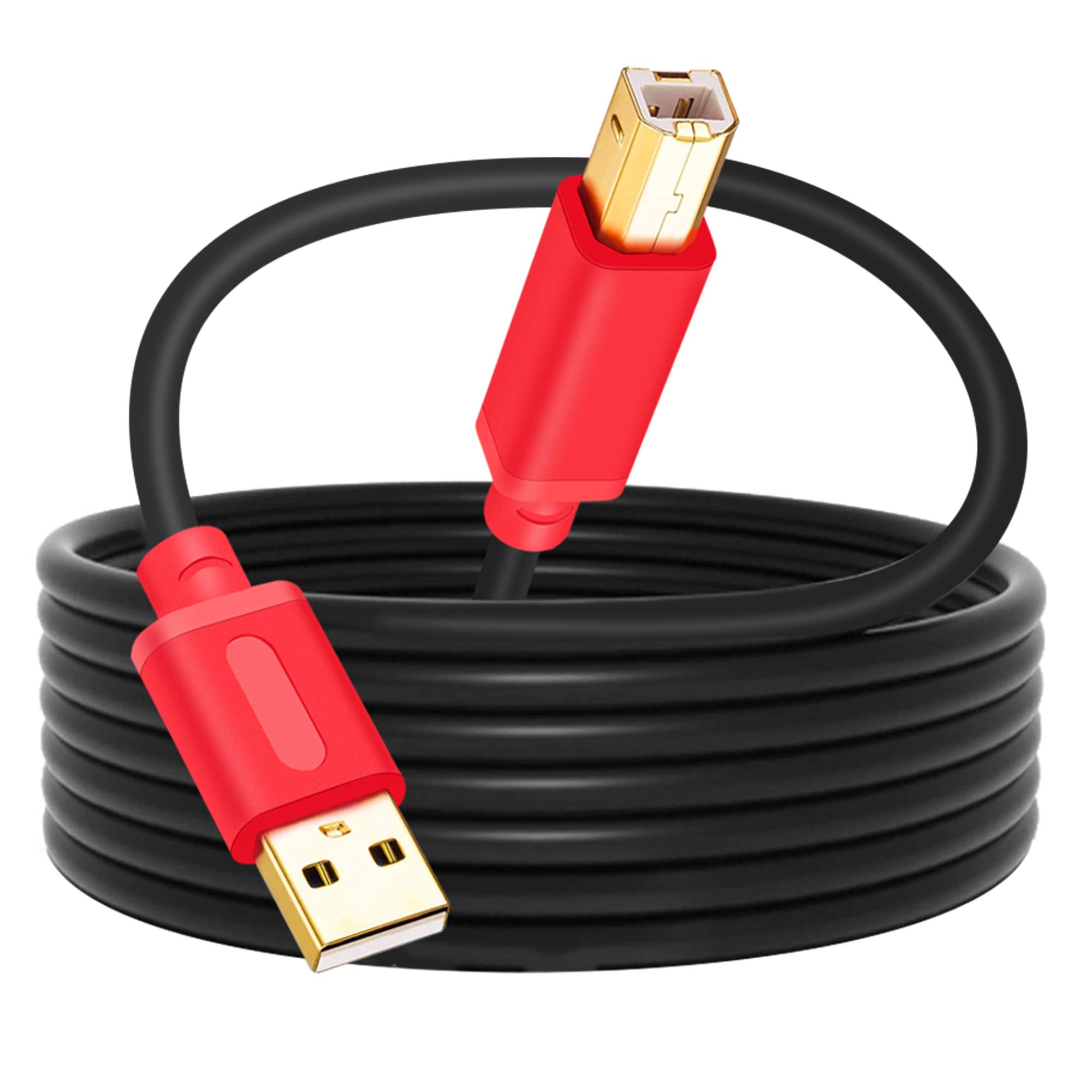 TanQY 3M USB 2.0 Printer Cable - High Speed Gold-Plated A Male to B Male Connector for HP, Canon, Lexmark, Dell, Xerox, Samsung Printers & Scanners (3M/10ft, Red) - Perfect for Home Office & Small Business Printing Needs