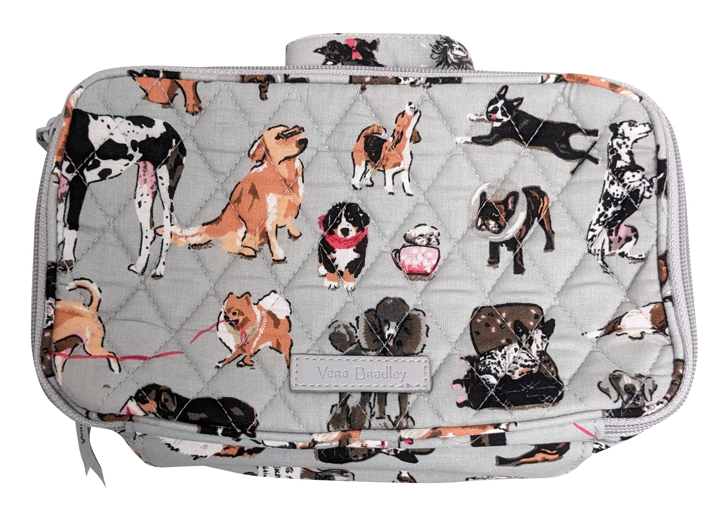 Vera Bradley Medium Iconic Blush & Brush Makeup Case (Dog Show Print) - Stylish Cosmetic Organizer for Travel, Gym & Everyday Use