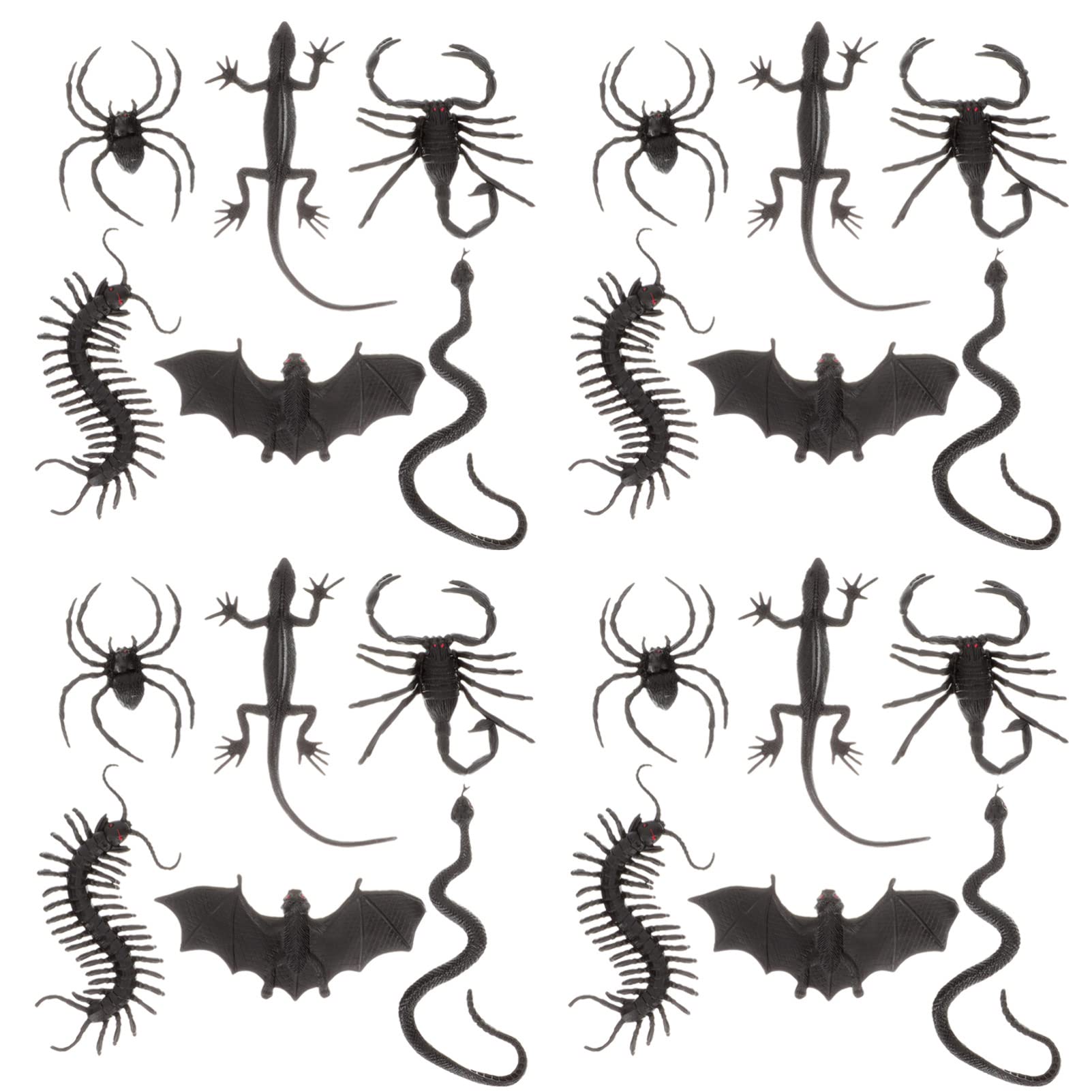 Realistic Halloween Fake Snake Set - Includes Spider, Bat, Scorpion, Gecko & Centipede - Plastic Trick Joke Toys for Party Favors & Pranks - Perfect for Halloween Decorations & Scare Props