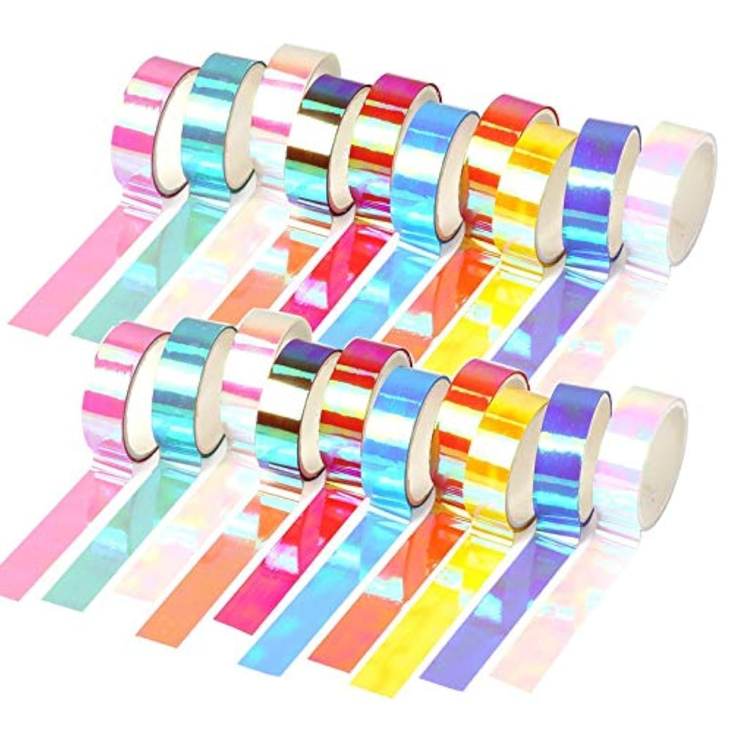 Phantomon Holographic Washi Tape Set - 20 Rolls Wide Decorative Rainbow Craft Tape for DIY Art, Scrapbooking, Journaling & Bullet Journal - Perfect for Kids Crafts, School Projects & Home Decor (Assorted Colors)