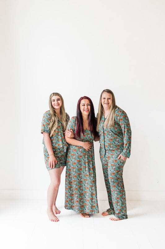 Teal Thicket Women's Relaxed Short Sleeve Pajama Set - Soft Cotton Sleepwear for Women, Comfy Lounge Outfit for Bedtime & Relaxation at Home