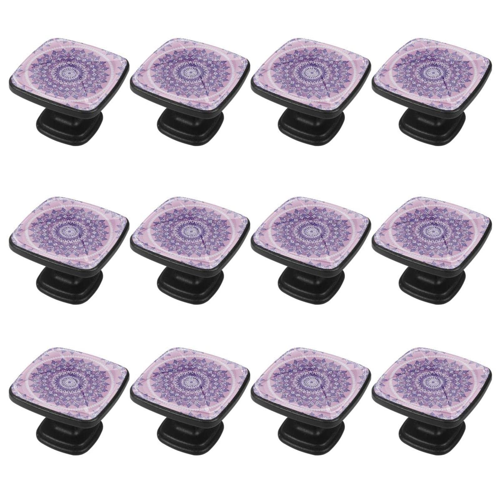 12Pcs Bohemian Mandala Cabinet Handles & Drawer Knobs - Vintage Dresser Hardware for Kitchen Cabinets, Wardrobes & Furniture (Easy DIY Installation) - Perfect for Home Renovation & Boho Decor