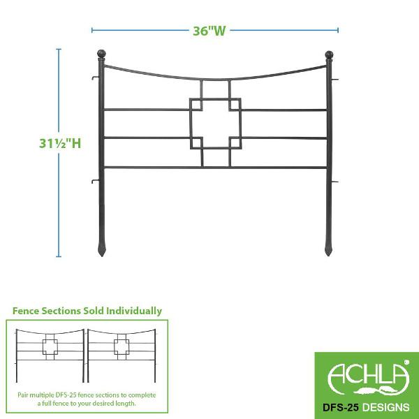 Square on Squares Fence Section - Pack of 4 | Decorative Garden Fencing for Yard, Patio, and Outdoor Landscaping