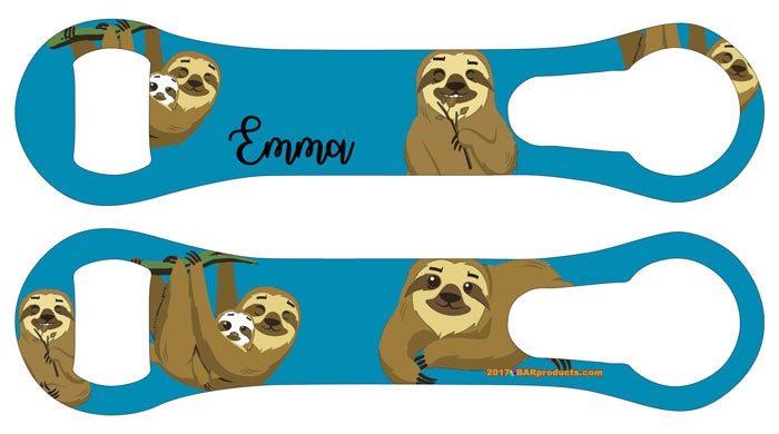 Personalized V Rod® Bottle Opener with Sloth Design - Custom Name Engraved Bar Tool for Beer, Soda & Home Brewing - Perfect for Parties, Gifts & Man Cave Decor