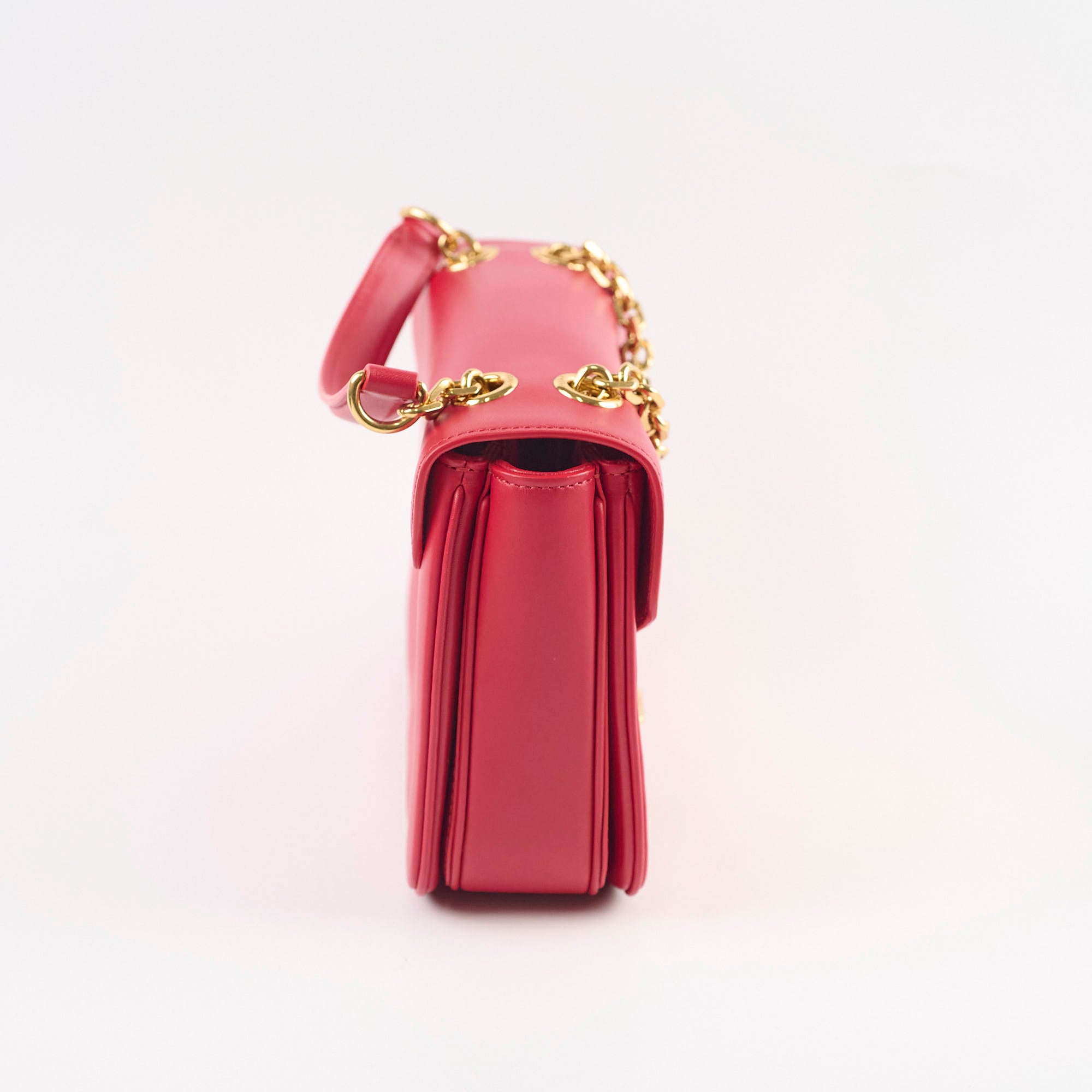 Celine Red C Logo Bag Smooth Calfskin Leather Handbag for Women - Luxury Designer Shoulder Bag for Work, Party & Everyday Use