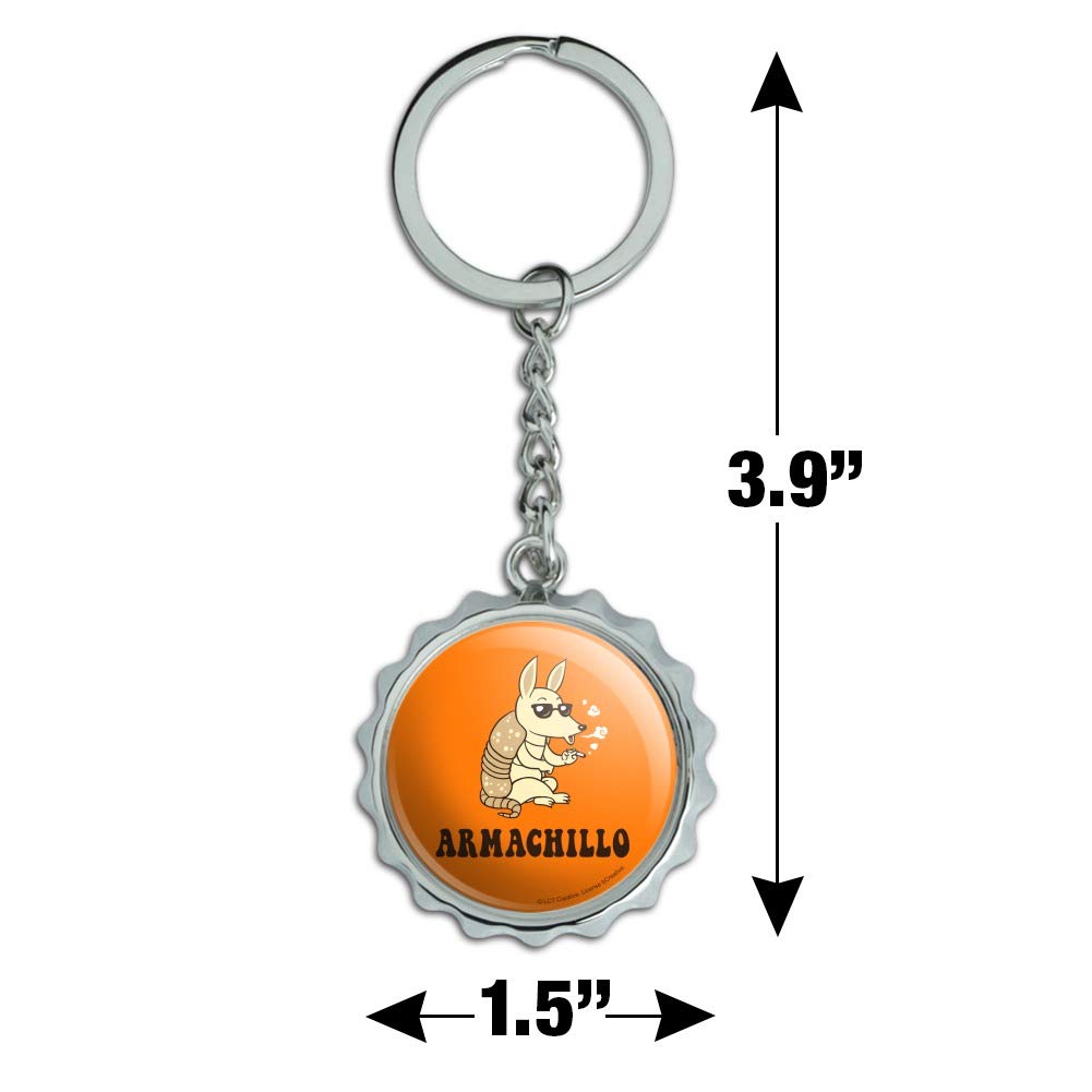 Armachillo Armadillo Keychain - Funny Humor Chrome Plated Metal Bottle Opener for Beer & Soda - Perfect for Parties, Gifts & Outdoor Adventures