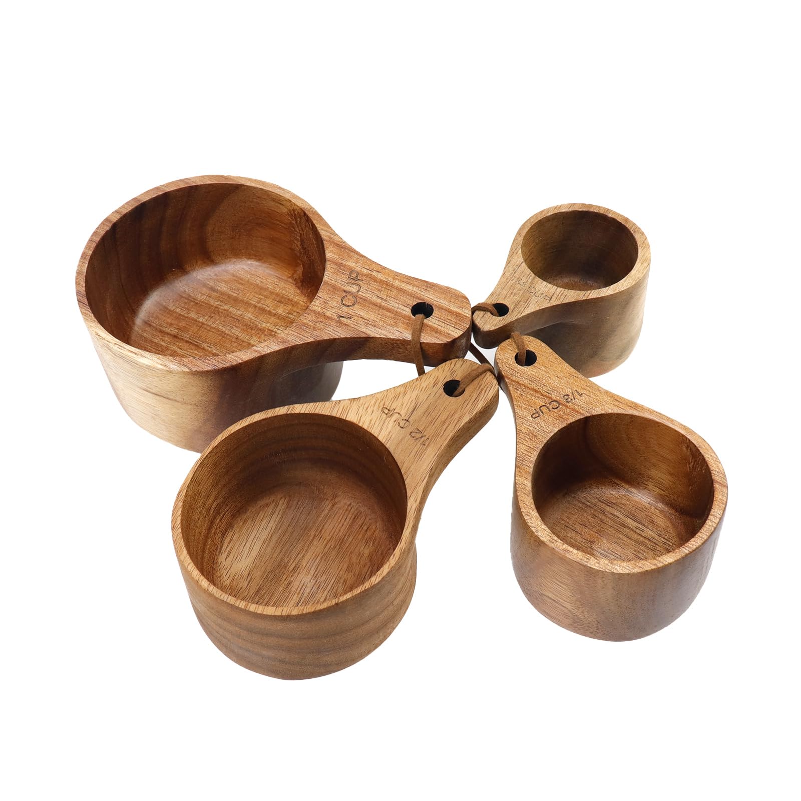4PCS/Set Wooden Measuring Cup and Spoon Set for Baking, Cooking, Spices, Coffee, Tea & Milk Powder - Perfect for Home Kitchen, DIY Recipes & Gift Giving