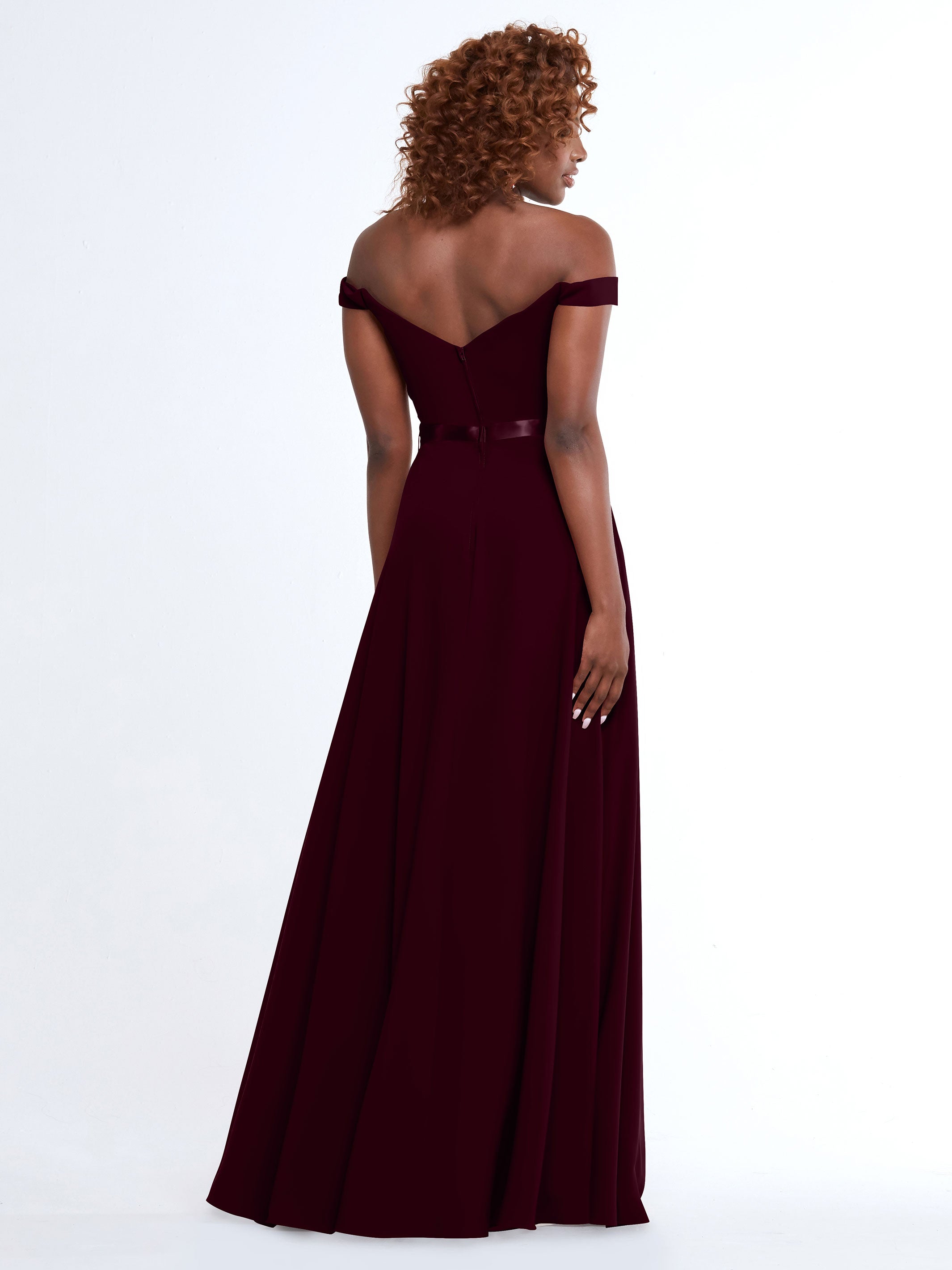 Elegant Off-the-Shoulder A-Line Chiffon Bridesmaid Dress with Sash - Size 80100 - Perfect for Weddings, Formal Events & Special Occasions