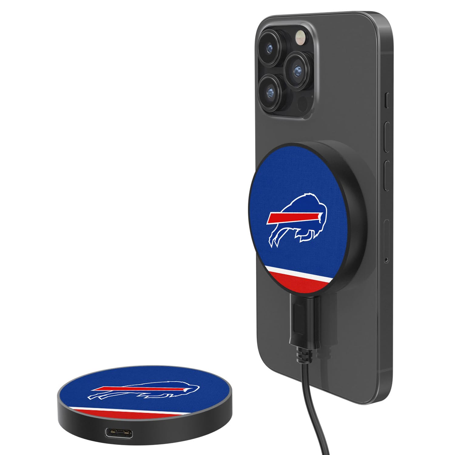 Buffalo Bills 10W Fast Wireless Magnetic Charger - Portable Phone Charging Pad for iPhone & Android - Perfect for Home, Office & Travel