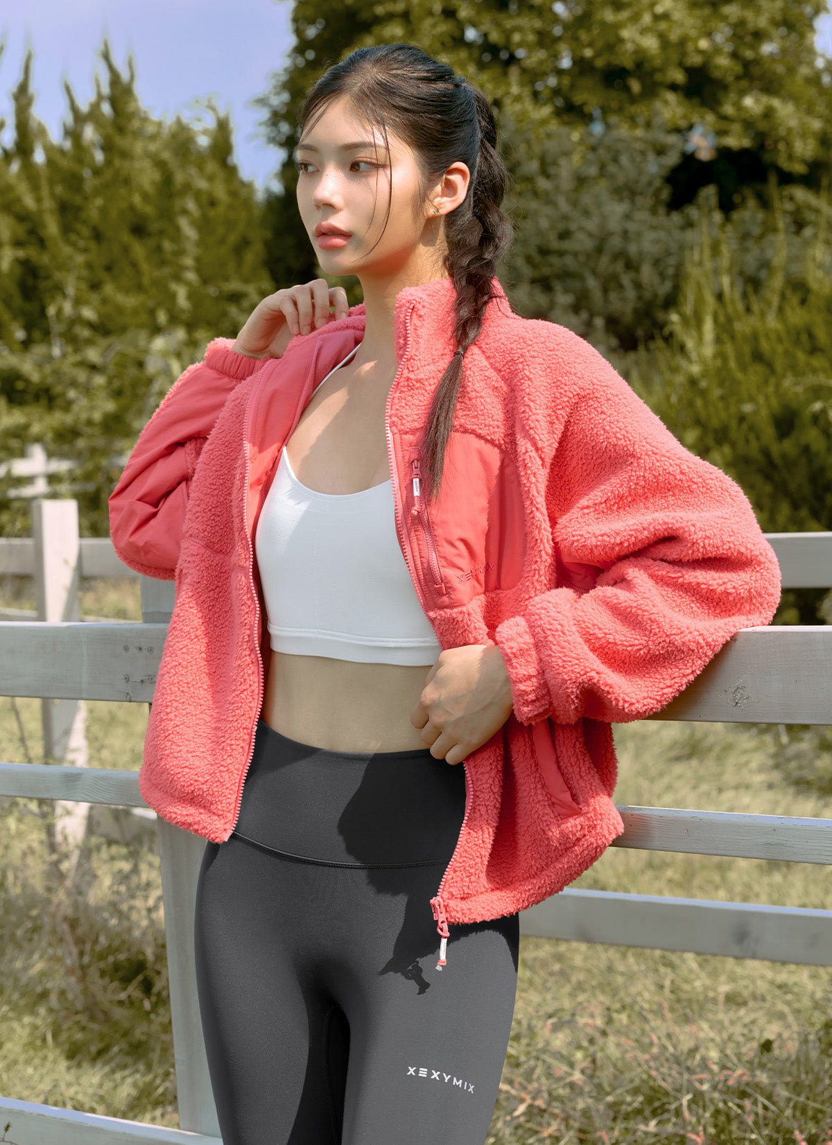 Stylish Woven Patch Fleece Zip-Up Jacket for Men & Women - Cozy Winter Outerwear for Hiking, Camping & Outdoor Activities