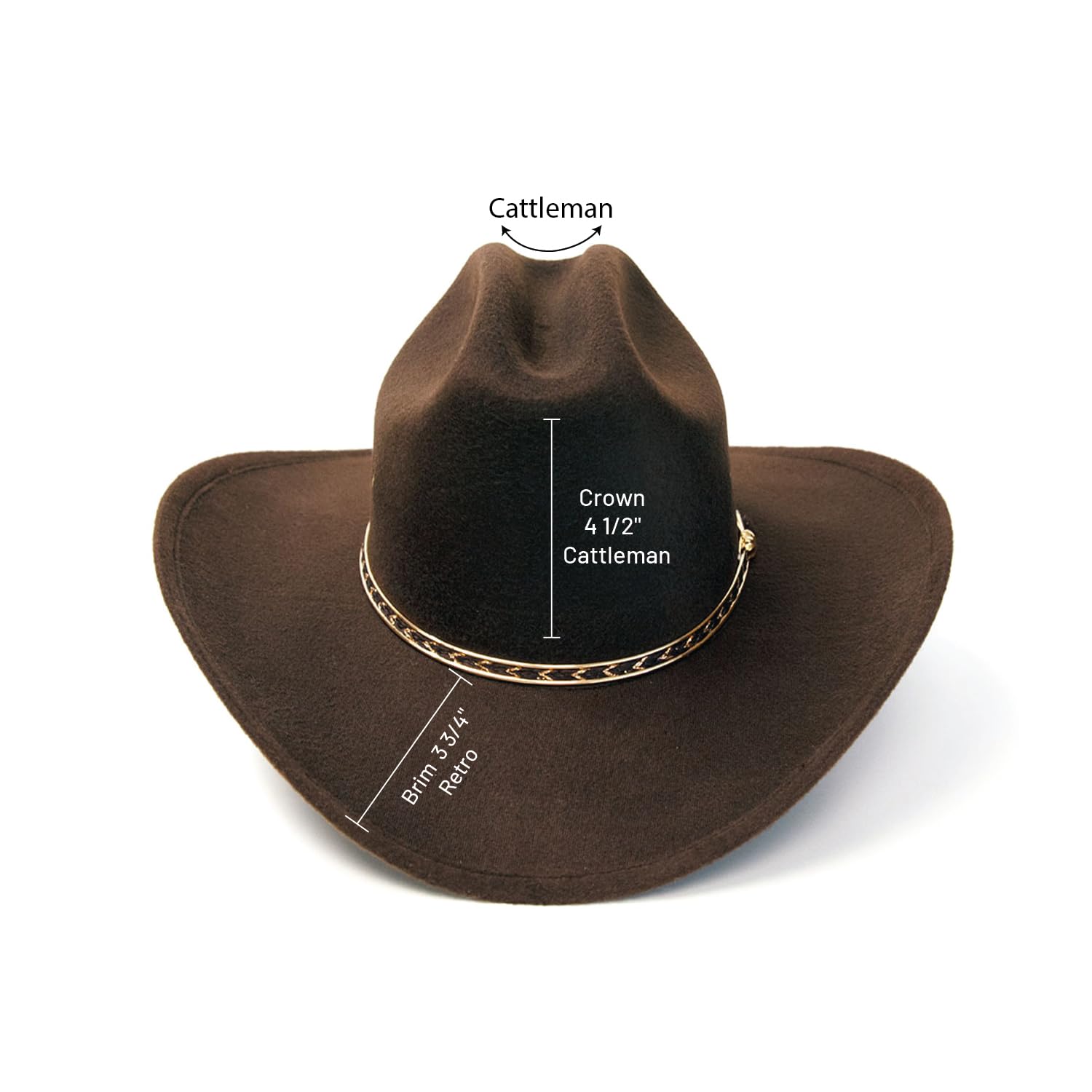 Western Express Felt Finish Cowboy Hat - Cattleman Style with Gold Hat Band | Western Cowboy & Cowgirl Hats for Men & Women | Perfect for Rodeo, Country Music Festivals & Outdoor Adventures
