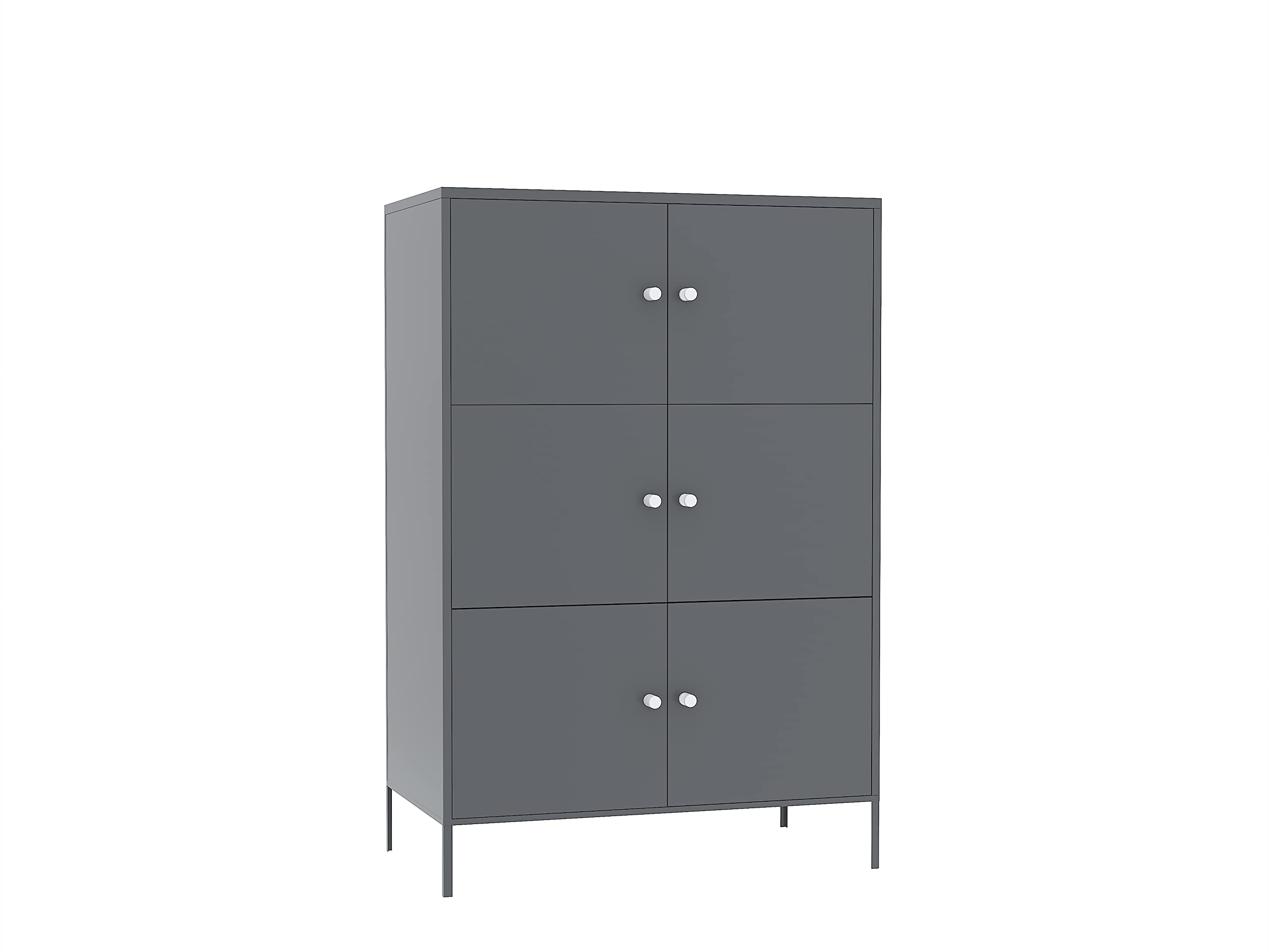 6-Door Metal Storage Cabinet with 3 Shelves - 25.6