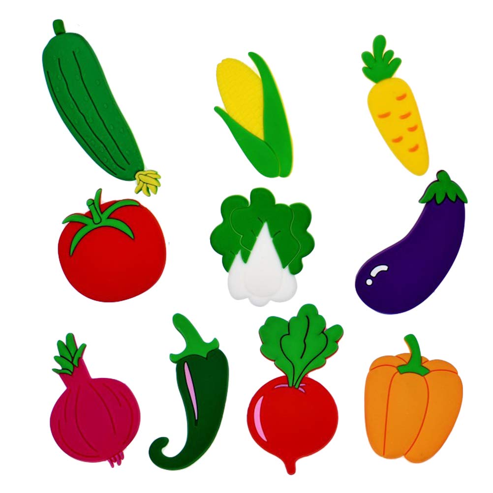 DOITOOL 10pcs Colorful Vegetable Refrigerator Magnets - Educational Fridge Stickers, Whiteboard Magnets for Kids, Fun Learning Toys (Random Patterns) - Perfect for Kitchen Organization & Preschool Teaching