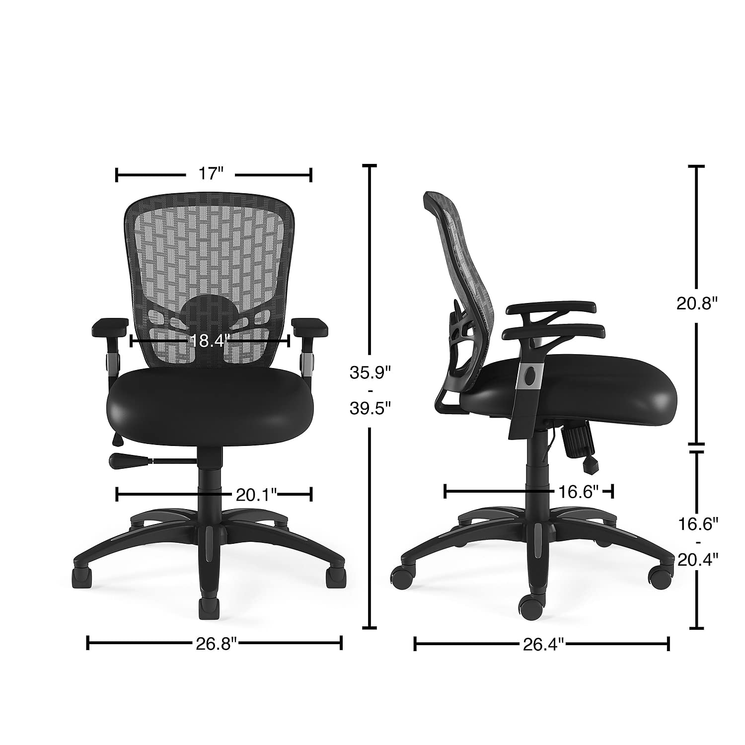 Staples 934100 Corvair Luxura Mesh Back Task Chair - Ergonomic Office Chair with Adjustable Height & Lumbar Support - Perfect for Home Office, Gaming & Workspaces