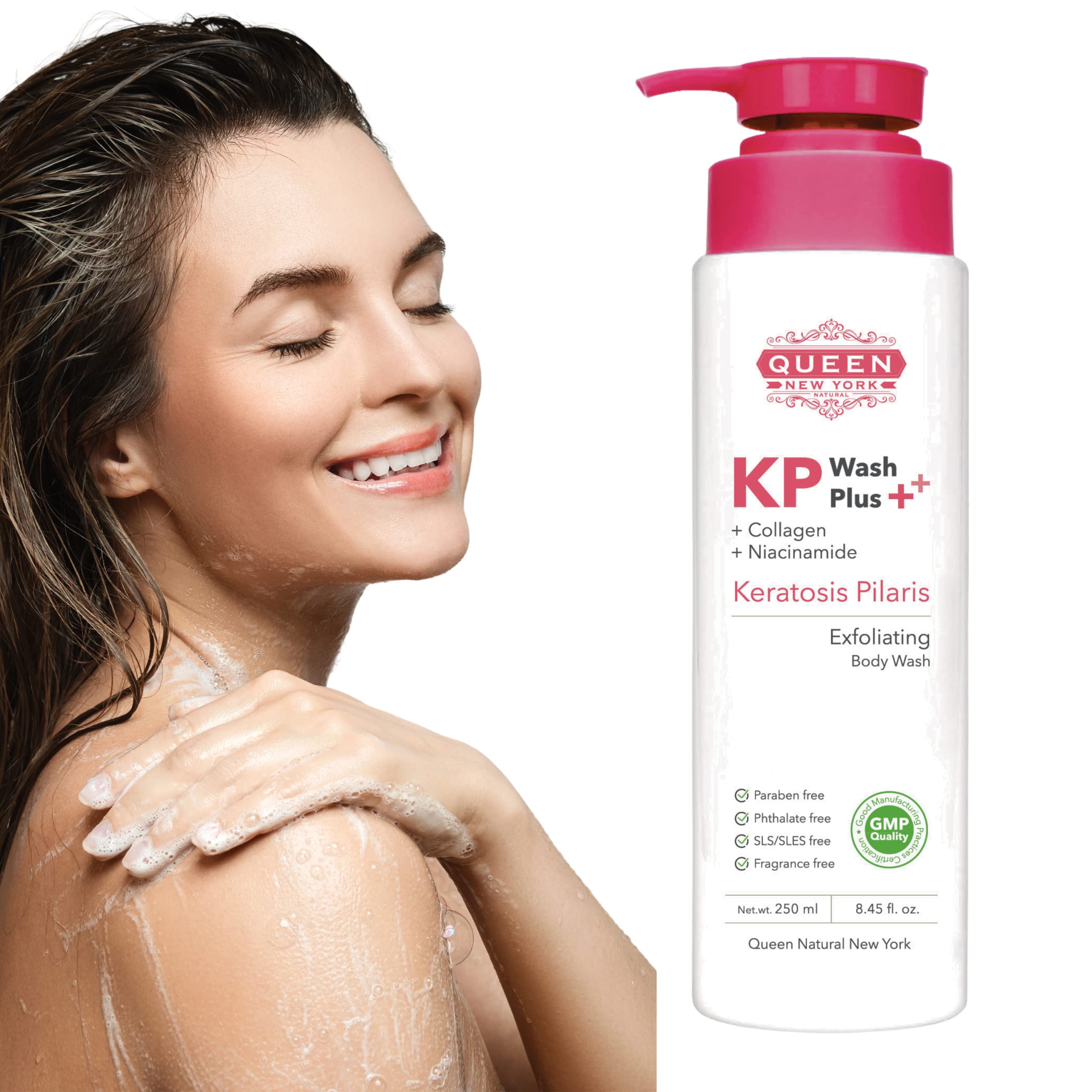 KP Treatment Acne Exfoliating Body Wash with Collagen & Niacinamide | 15% Glycolic Acid & 2% Salicylic Acid for KP Bumps, Keratosis Pilaris & Rough Skin | Fragrance-Free 8.45 fl.oz | Perfect for Body Acne, Ingrown Hairs & Dry Bumpy Skin Care Routine