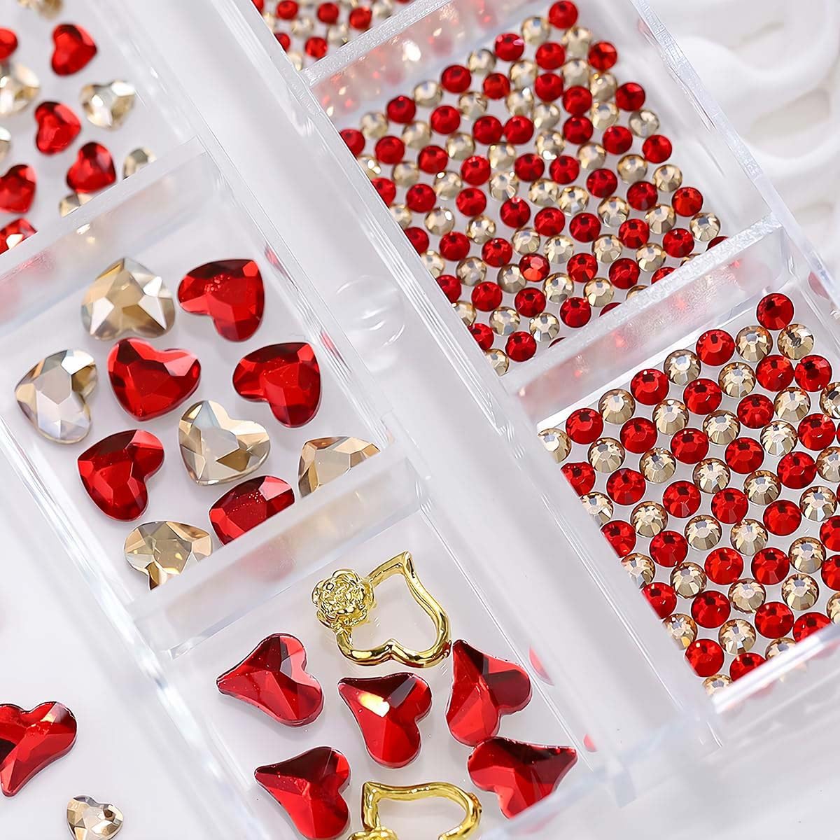 3D Red Heart Nail Charms - Valentine's Day Nail Art Decorations with Shiny Rhinestones | Flatback Gems for DIY Nail Design, Manicure Accessories & Craft Jewelry | Perfect for Valentine's Gifts, Bridal Nails, Party Manicures and Special Occasions