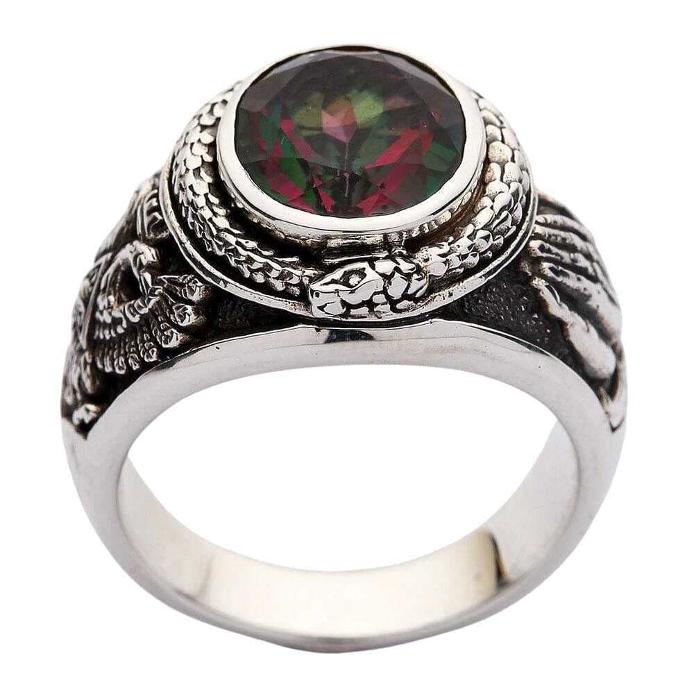 Sterling Silver Mystic Topaz Praying Hands Gothic Ring for Men & Women - Unique Biker Jewelry for Motorcycle Riders & Gothic Fashion Lovers - Perfect for Everyday Wear, Special Occasions & Gift Giving