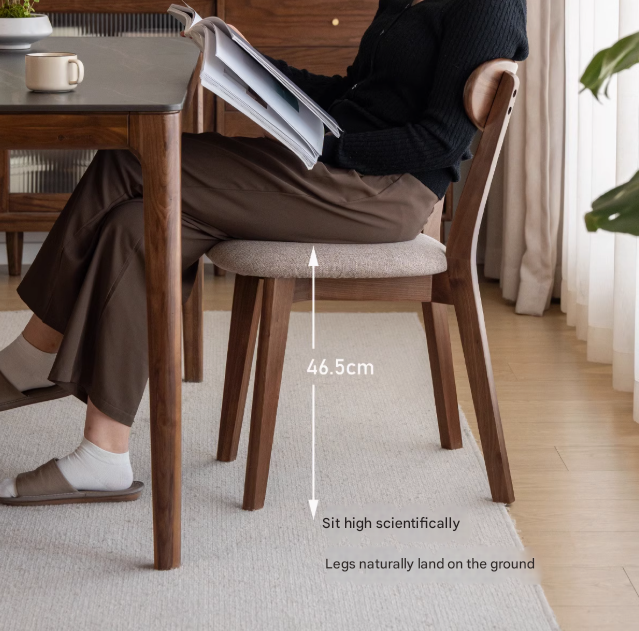 Solid Black Walnut Wood Dining Chairs with Soft Back - Elegant & Comfortable Seating for Home, Restaurant, and Office Use