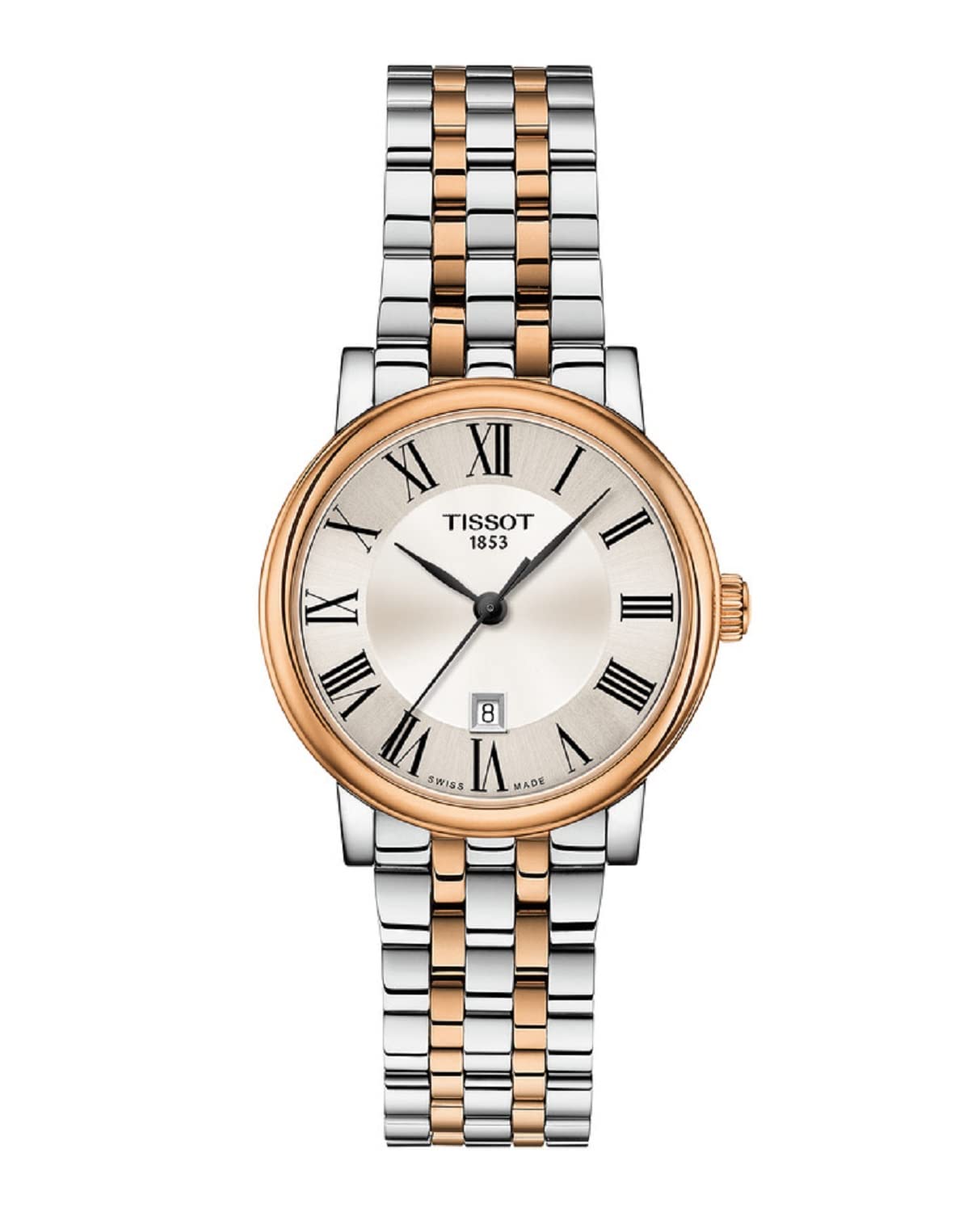 Tissot Carson Women's Stainless Steel Dress Watch - Grey & Rose Gold (T1222102203301) | Elegant Timepiece for Office, Parties & Special Occasions