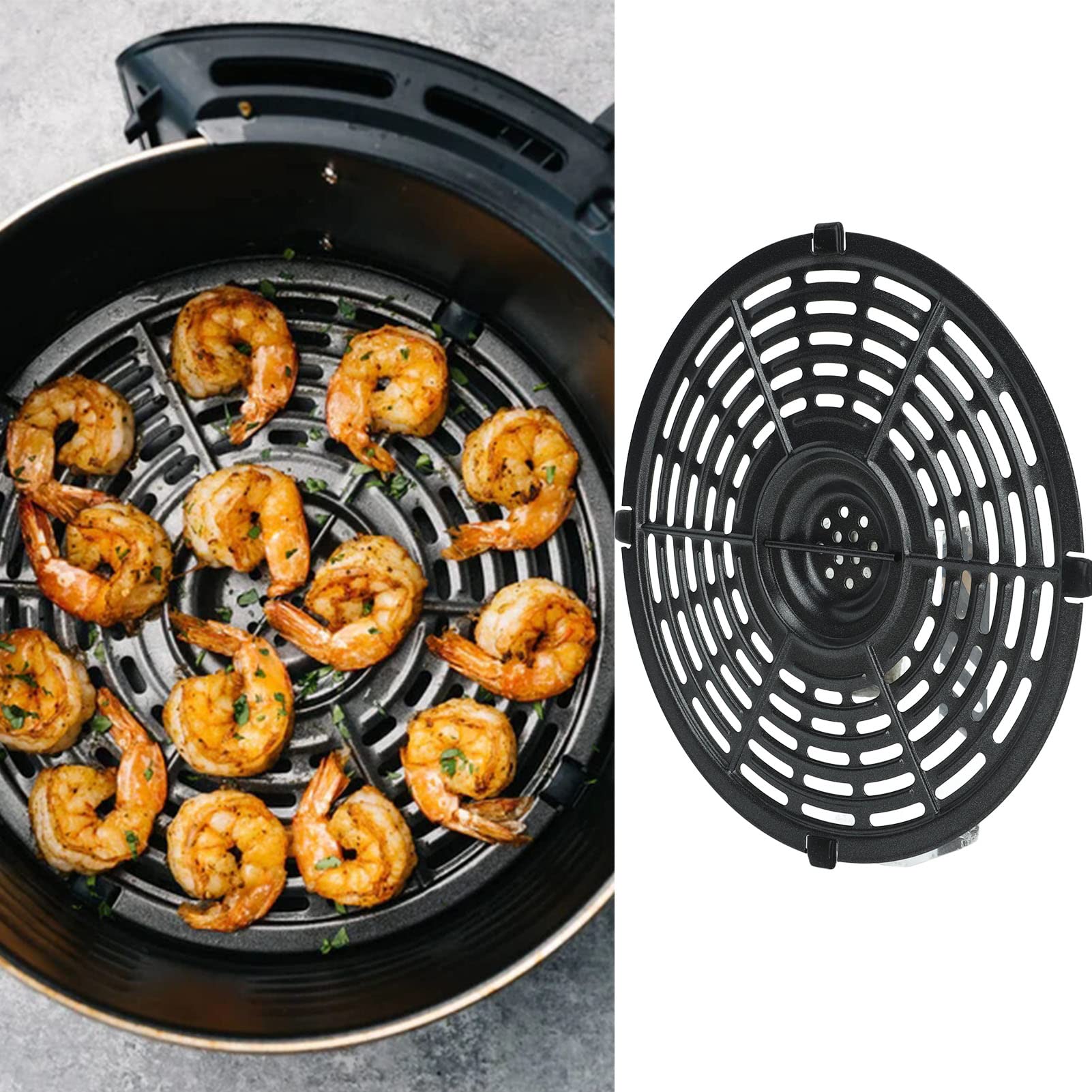 Non-Stick Air Fryer Replacement Grill Pan & Crisper Plate - 8.5 Inch Durable Dishwasher Safe Accessory for Healthy Cooking | Perfect for Chicken Wings, French Fries & Vegetables