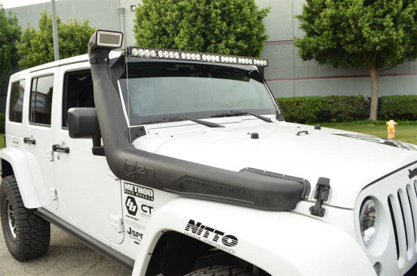 2007-2018 Jeep Wrangler JK 3.8L Side Snorkel - Black A-Pillar Mount Air Intake System for Off-Road & Water Crossing Adventures