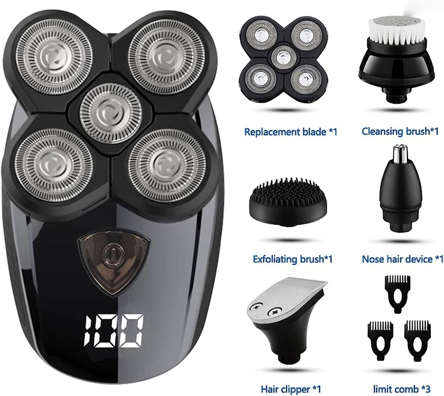 Rechargeable Electric Shaver for Men - Wet/Dry Multifunctional Grooming Kit with Beard Trimmer & Bald Head Shaving Machine | Perfect for Travel, Home Use & Daily Grooming Routine