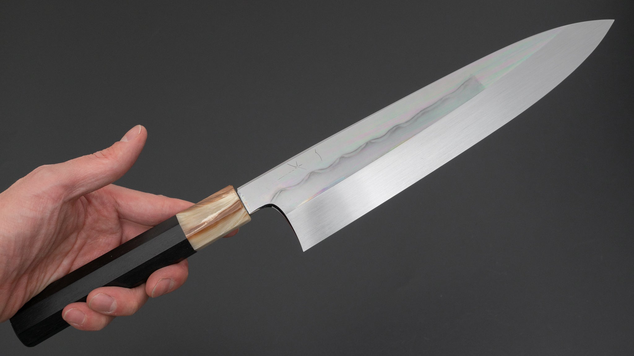 Hitohira Togashi White #1 Notaremon Mizu Honyaki Gyuto 240mm Japanese Chef Knife - Taihei Ebony Handle with Saya (#093) - Perfect for Sushi, Sashimi & Precision Cutting