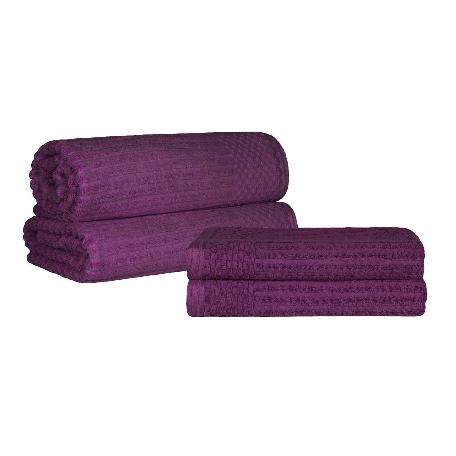 Premium Soho Ribbed Textured Cotton Bath Towel Set - Ultra Absorbent & Quick Dry - Luxury Spa & Bathroom Towels for Hotel, Home, Gym Use