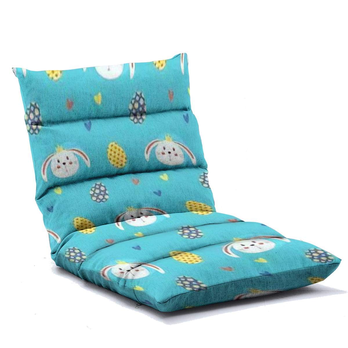 Adjustable Memory Foam Floor Lounger Chair - Easter Pattern with Eggs, Rabbit & Carrots on Blue - Foldable Floor Sofa for Adults - Perfect for Home, Office, Reading, Watching TV & Gaming