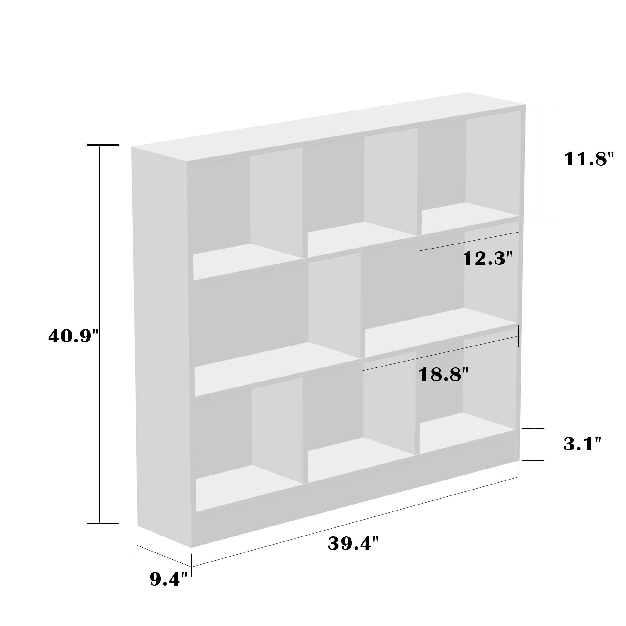 AIEGLE 8-Cube Bookshelf - 3-Tier Wooden Cube Storage Organizer for Kids Bedroom, White (39.4