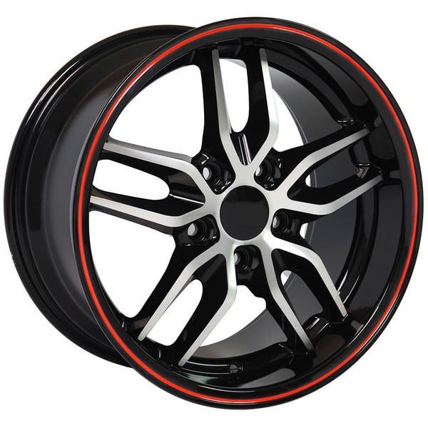 17 Inch Black Machined Red Alloy Wheel Replacement for 1993-2002 Chevy Camaro - Replica Rim 9506929 - Perfect for Performance Upgrades & Custom Car Builds