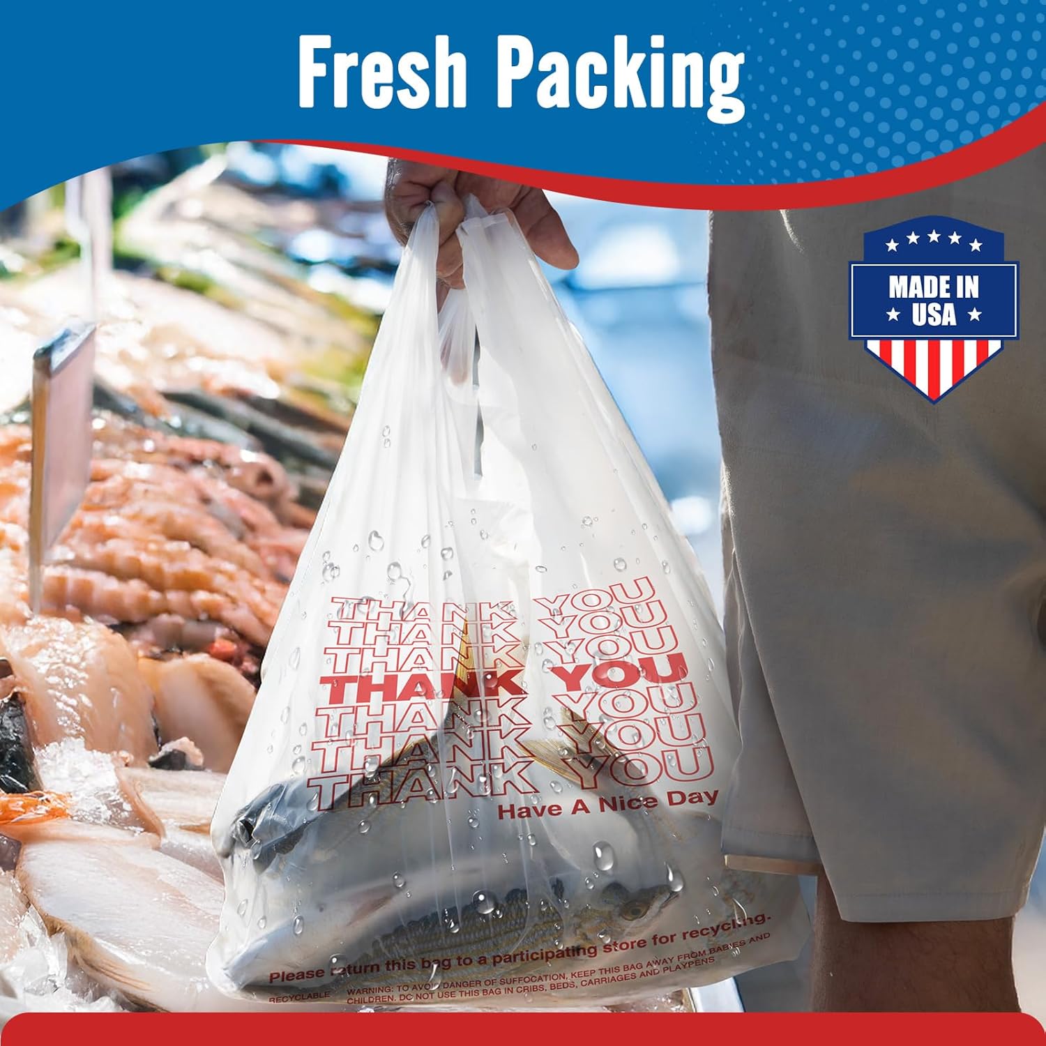 12 Pack 6.5 x 21 Inch White Plastic Thank You Bags - Perfect for Retail Stores, Gift Packaging & Party Favors