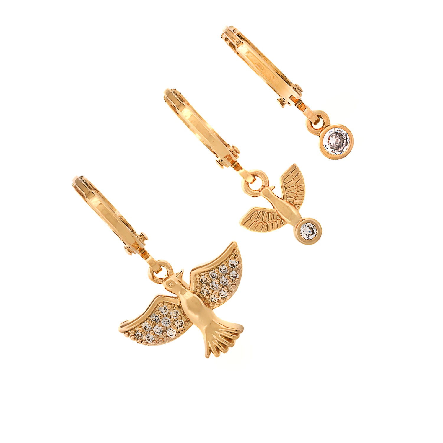 Spiritual Bird Trio Gold Earring Set - Elegant 14K Gold Plated Boho Jewelry for Women | Perfect for Weddings, Parties & Everyday Wear
