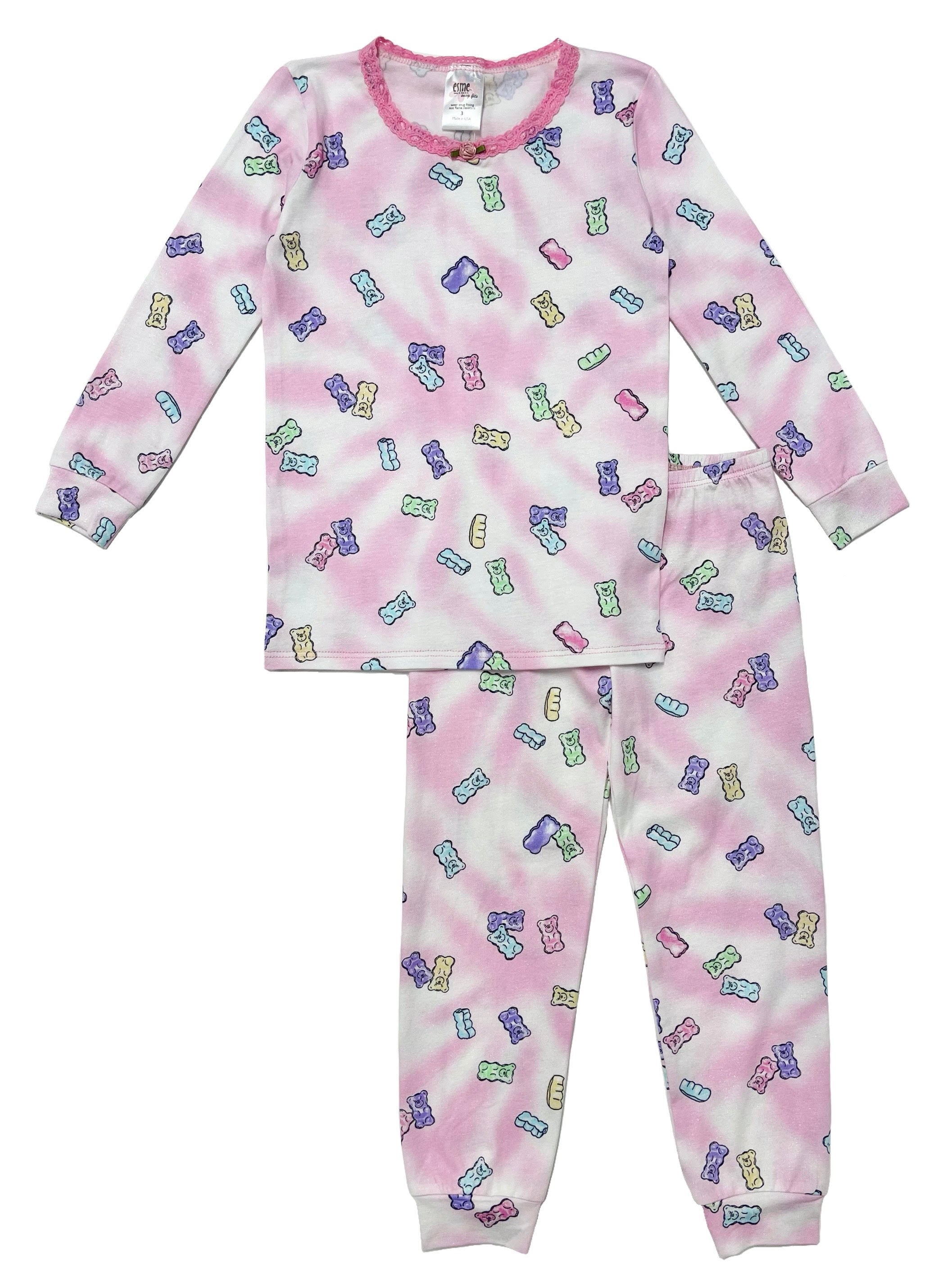 Shimmer Candy Bear Full Length Pajama Set for Women - Soft & Cozy Sleepwear for Winter Nights, Christmas Gifts, and Lounge Wear