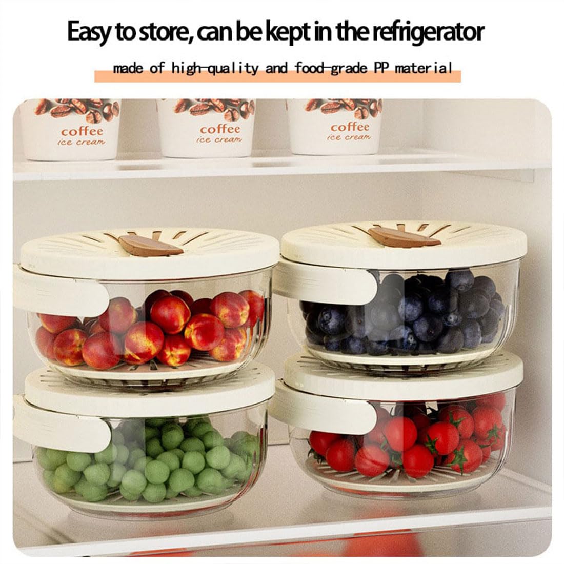 Raidley 2-in-1 Draining Basket & Vegetable Washing Bowl with Strainer - Multifunctional Fruit & Veggie Storage Container for Refrigerator (Brown) - Perfect for Kitchen, Salad Prep & Healthy Food Storage