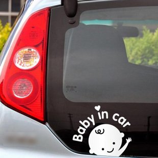 1Pc Aaron White Baby in Car (Boy) Safety Decal - High-Visibility Car Sticker for Child Safety, Perfect for Rear Windows & Family Vehicles