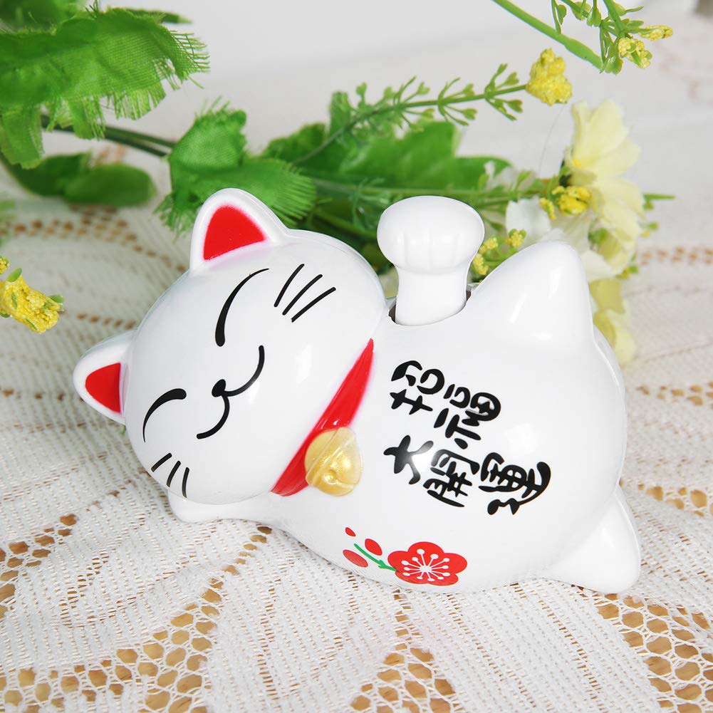 Solar Powered Lucky Fortune Cat - Feng Shui Wealth Welcoming Waving Arm Statue for Home & Office Decor | Cute Good Luck Charm for Business Success & Positive Energy