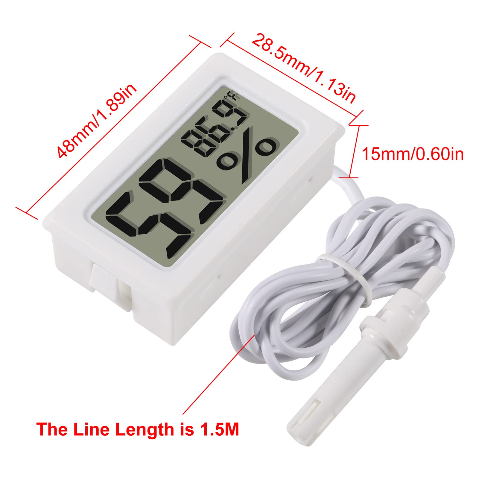 2-Pack Mini Digital Hygrometer Thermometer with Probe - LCD Display for Temperature (°F) & Humidity Monitoring - Perfect for Incubators, Reptile Terrariums, Plant Greenhouses, Humidors & Guitar Cases - Indoor/Outdoor Use