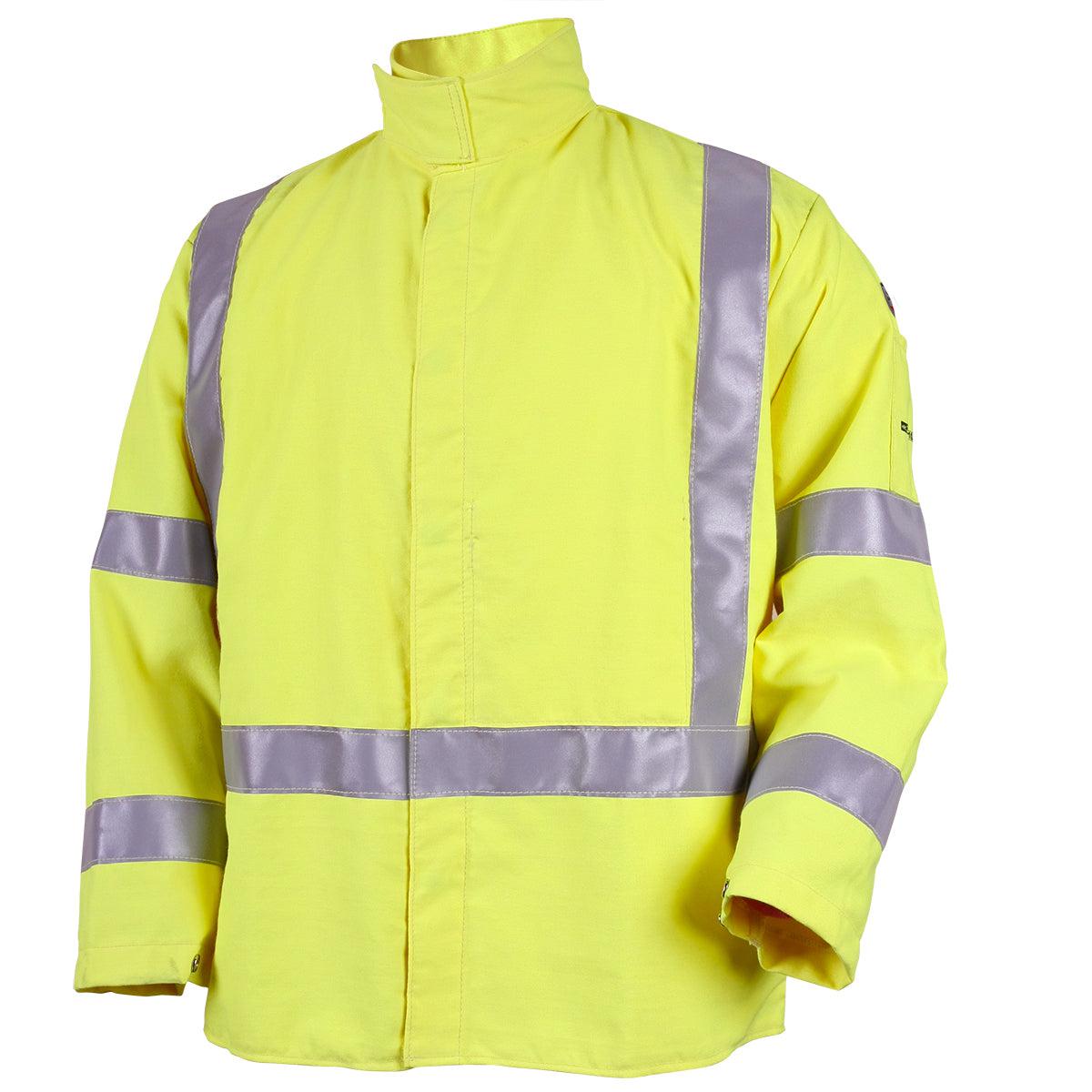 Black Stallion JF4312 HY Class 3 High Visibility Flame Resistant Welding Jacket - ANSI Certified for Construction, Road Work & Industrial Safety (Hi-Vis FR Workwear)